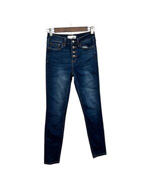 VERVET Womens Skinny Jeans Blue Button Fly Mid Rise Size 25 Waist